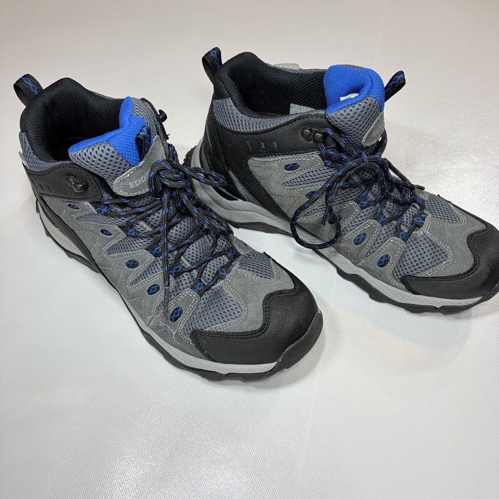 Eddie Bauer Red Lodge Mid Hiking Boots Mens 10 Gray Blue Waterproof Trail Shoes